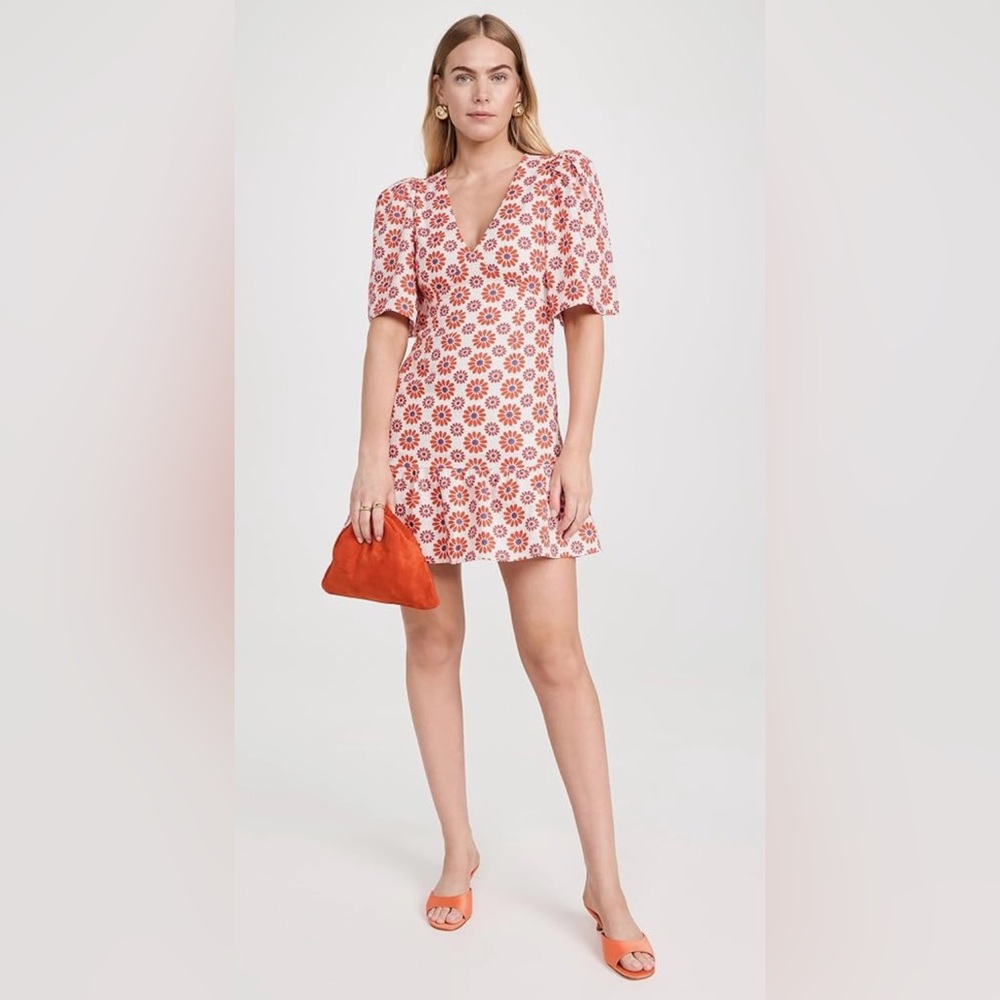 RHODE- Mariana 100% Linen Floral-Printed Mini Dress